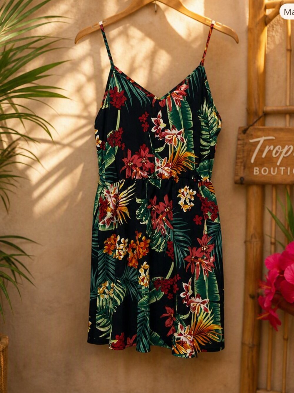 Tropical Print Semi Sheer Dress Size Medium